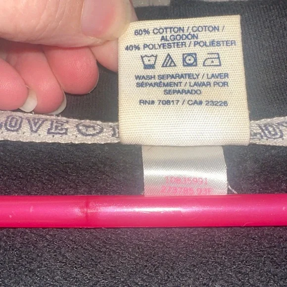 PINK Victoria's Secret Black Hoodie with White Accents - Picture 5 of 5